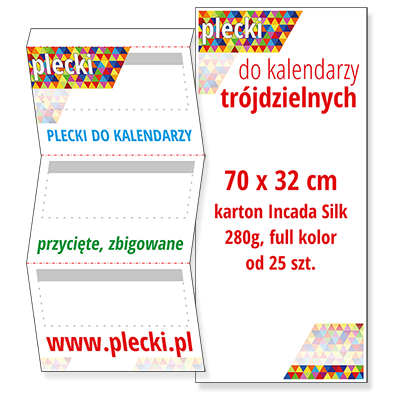 PLECKI.pl - Plecki trójdzielne do kalendarzy, od 25 sztuk
